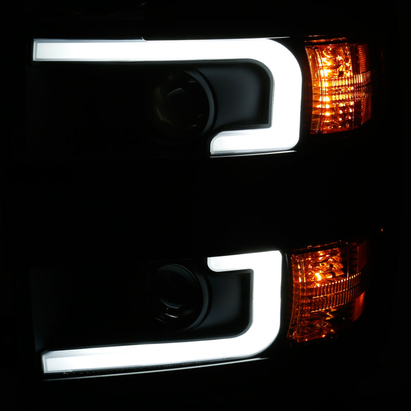ANZO - [product_sku] - ANZO Projector Headlights With Plank Style Design Black w/Amber 15-17 Chevrolet Silverado 2500/3500 - Fastmodz