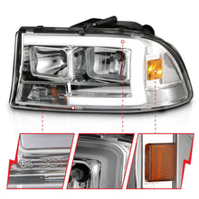Load image into Gallery viewer, ANZO 111592 FITS 97-04 Dodge Dakota/Durango Crystal headlight Set w/ Light Bar Chrome Housing