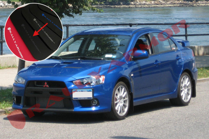 Rally Armor MF10-UR-BLK/GRY FITS: 2008+ Mitsubishi EVO X UR Black Mud Flap w/ Grey Logo