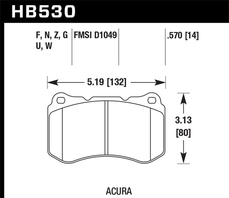 Hawk 07-08 Acura TL Type S DTC-60 Race Front Brake Pads - free shipping - Fastmodz