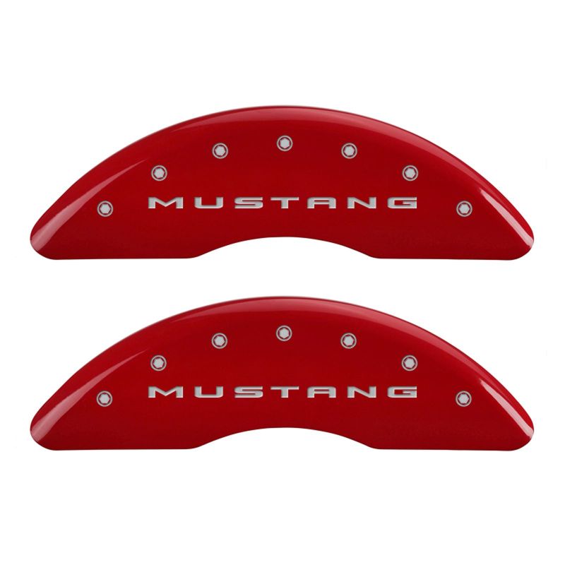MGP 10200SM52RD FITS 4 Caliper Covers Engraved Front 2015/Mustang Engraved Rear 2015/50 Red finish silver ch