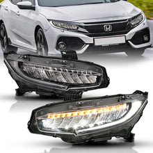 Load image into Gallery viewer, ANZO 121527 FITS: 16-17 Honda Civic Projector Headlights Plank Style Black w/Amber/Sequential Turn Signal