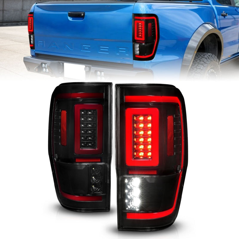 ANZO 311447 - FITS: 19-22 Ford Ranger Full LED Taillights w/ Lightbar Sequential Signal Black Housing/Smoke Lens