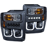 ANZO 111305 FITS: 2008-2010 Ford F-250 Projector Headlights w/ U-Bar Black