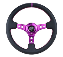 Load image into Gallery viewer, NRG RST-006PP - Reinforced Steering Wheel (350mm / 3in. Deep) Black Leather w/Purple Center &amp; Purple Stitching