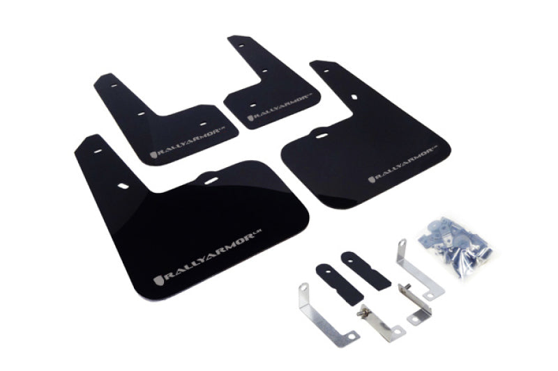 Rally Armor MF24-UR-BLK/SIL FITS: 12-13 Hyundai Veloster UR Black Mud Flap w/ Silver Logo