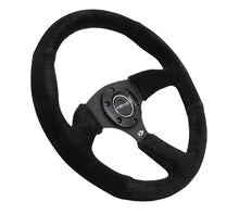 Load image into Gallery viewer, NRG Reinforced Steering Wheel (350mm / 2.5in. Deep) Blk Suede Comfort Grip w/5mm Matte Blk Spokes - free shipping - Fastmodz