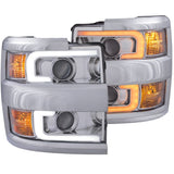 ANZO 111366 FITS: Projector Headlights 15-17 Chevrolet Silverado 2500HD / 3500HD Chrome w/ Chrome Rim