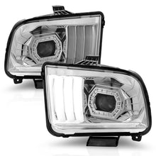 Load image into Gallery viewer, ANZO 121567 FITS 05-09 Ford Mustang (w/Factory Halogen HL Only) Projector Headlights w/Light Bar Chrome Housing