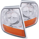 ANZO 521026 FITS: Corner Lights 1997-2003 Ford F-150 HARLEY DAVIDSON Style Corner Lights Chrome w/ Amber Rflct