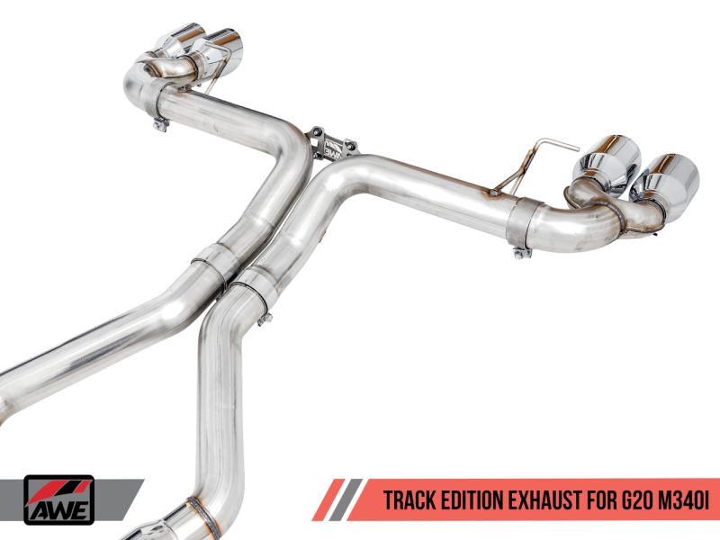 AWE Tuning 3020-43085 FITS 2019+ BMW M340i (G20) Track Edition Exhaust - Quad Diamond Black Tips