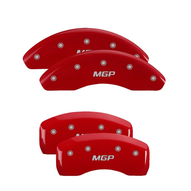 MGP 42012SJEPRD - 4 Caliper Covers Engraved Front & Rear JEEP Red finish silver ch