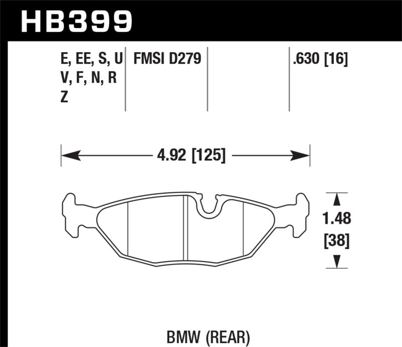 Hawk 91 BMW 318i E30 All DTC-70 Rear Brake Pads - free shipping - Fastmodz
