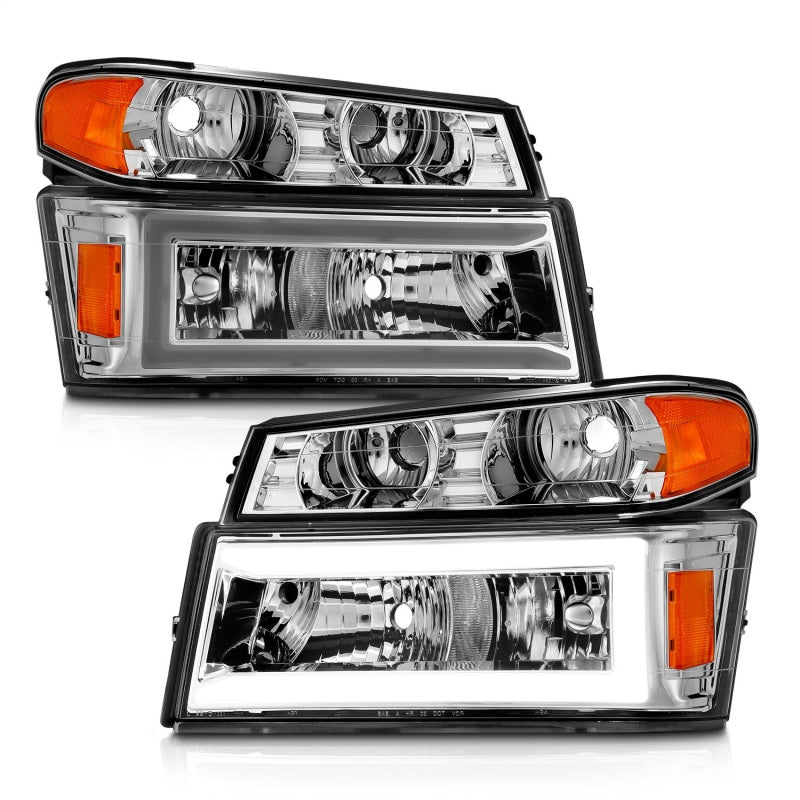 ANZO 111559 FITS 04-12 GM Colorado/Canyon/I-Series Crystal Headlightsw/ Light Bar Chrome Housing 4pcs