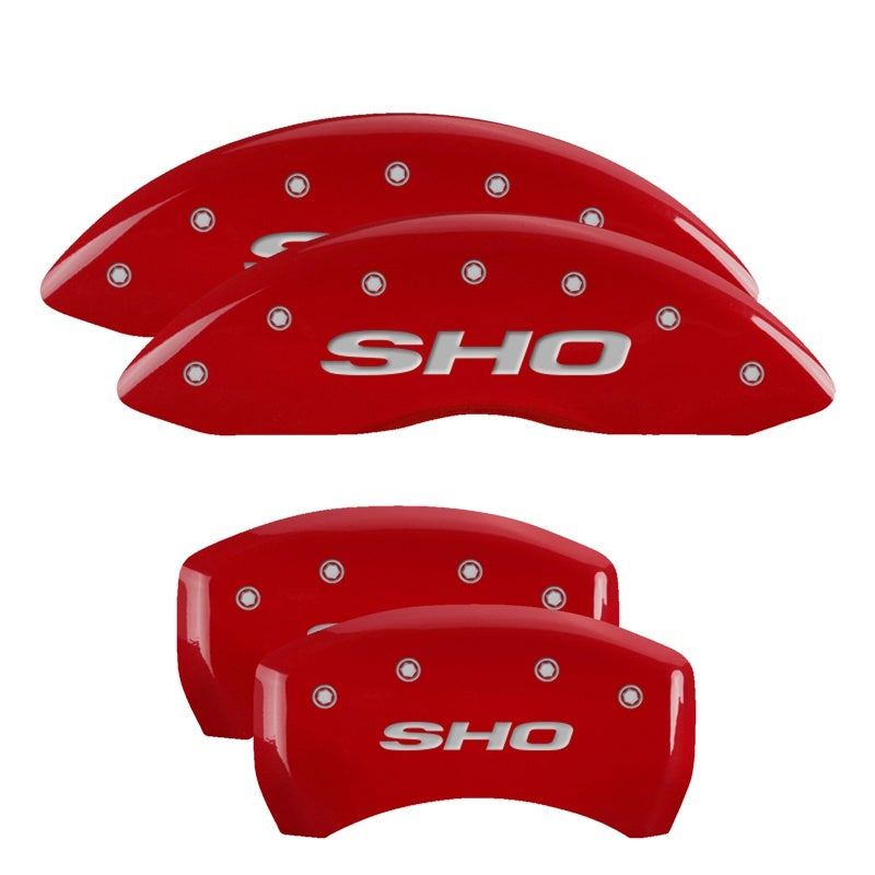 MGP 10222SSHORD FITS 4 Caliper Covers Engraved Front & Rear SHO Red finish silver ch