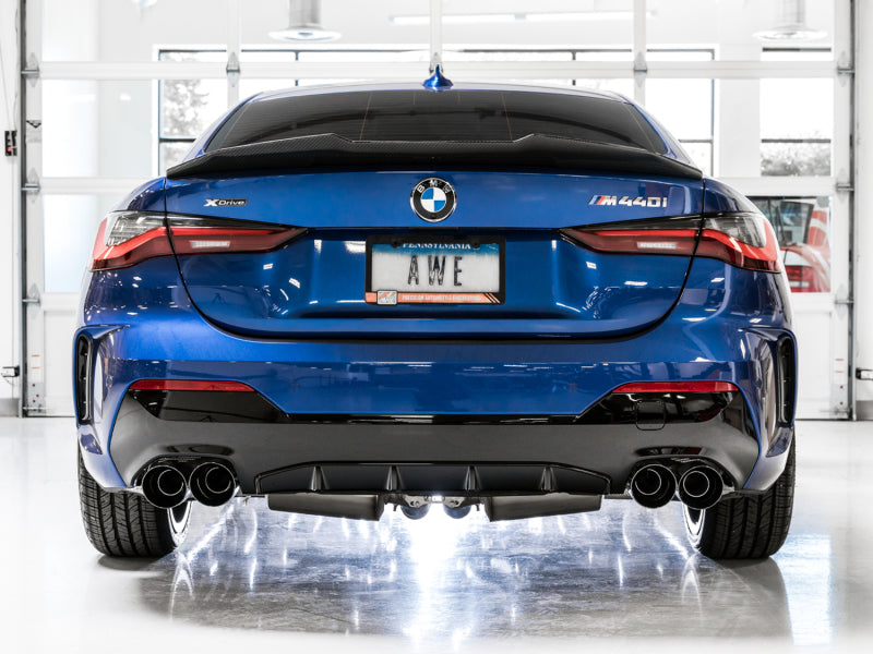 AWE Tuning 3020-43085 FITS 2019+ BMW M340i (G20) Track Edition Exhaust - Quad Diamond Black Tips