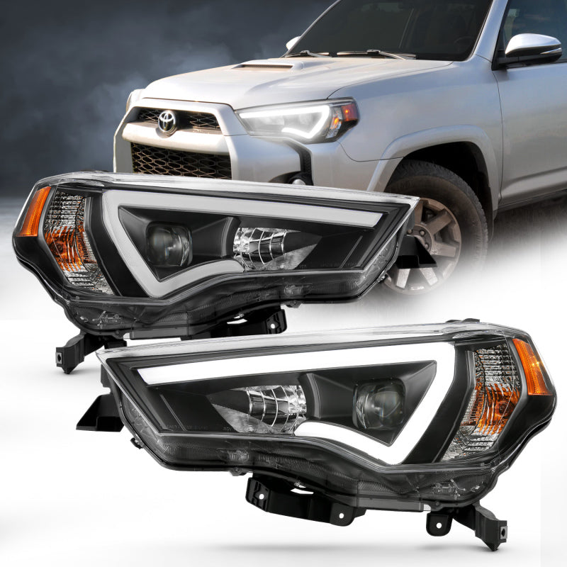 ANZO FITS: 14-18 Toyota 4 Runner Plank Style Projector Headlights Black w/ Amber