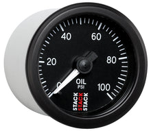 Load image into Gallery viewer, AutoMeter ST3102 - Autometer Stack 52mm 0-100 PSI 1/8in NPTF (M) Mechanical Oil Pressure Gauge Black