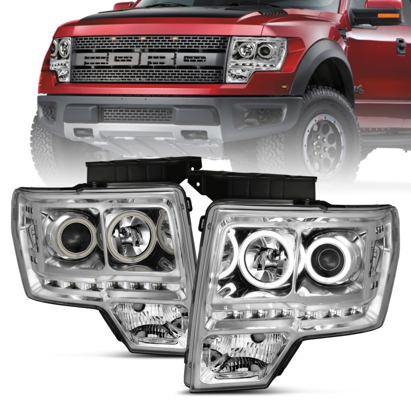 ANZO 111297 -  FITS: 2009-2014 Ford F-150 Projector Headlights w/ Halo Chrome (CCFL) G2