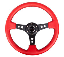 Load image into Gallery viewer, NRG RST-006RR-BS-B - Reinforced Steering Wheel (350mm / 3in. Deep) Red Leather/Blk Stitch w/Blk Spokes (Hole Cutouts)