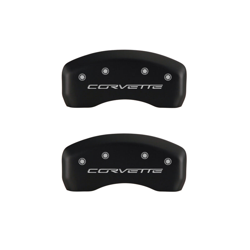 MGP 13008SCV6RD FITS 4 Caliper Covers Engraved Front & Rear C6/Corvette Red finish silver ch