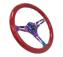 Load image into Gallery viewer, NRG ST-015MC-RD - Classic Wood Grain Steering Wheel (350mm) Red Grip w/Neochrome 3-Spoke Center