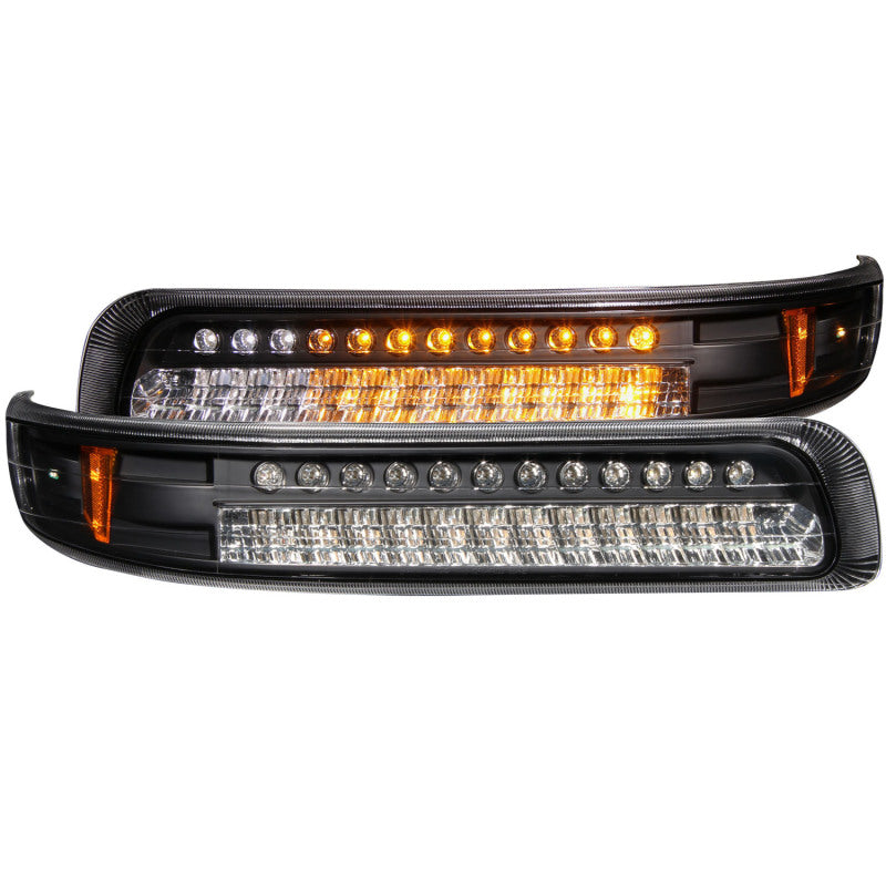 ANZO - [product_sku] - ANZO 1999-2002 Chevrolet Silverado 1500 LED Parking Lights Black w/ Amber Reflector - Fastmodz