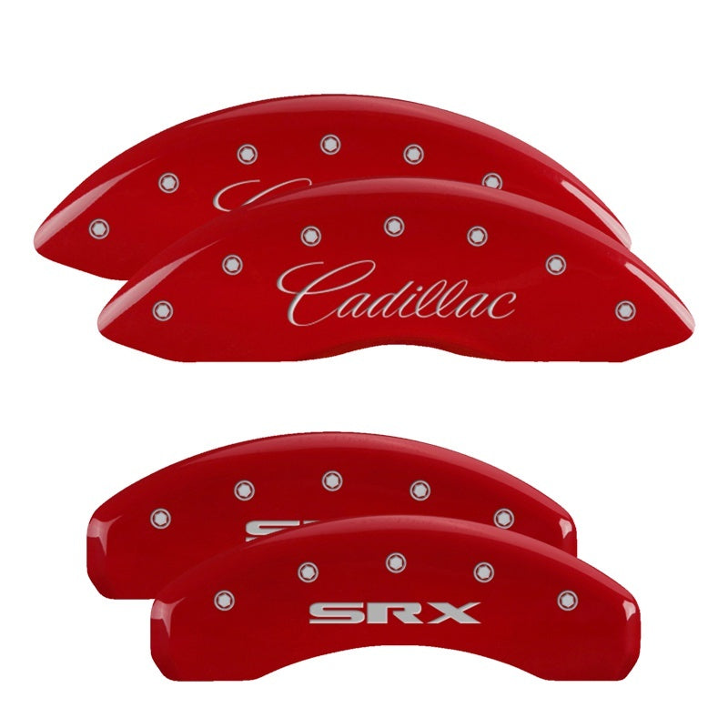 MGP 34015SGMCRD - 4 Caliper Covers Engraved Front & Rear GMC Red finish silver ch