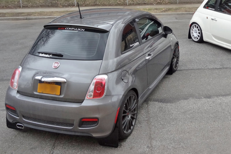 Rally Armor MF25-UR-BLK/RD FITS: 12+ Fiat 500 (Pop/Sport/Lounge/Abarth) Black Mud Flap w/ Red Logo