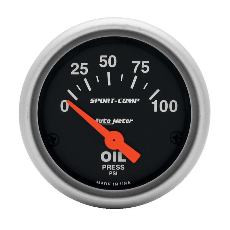 AutoMeter 3327 - Autometer Sport-Comp 52mm 0-100 PSI Electronic Oil Pressure Gauge