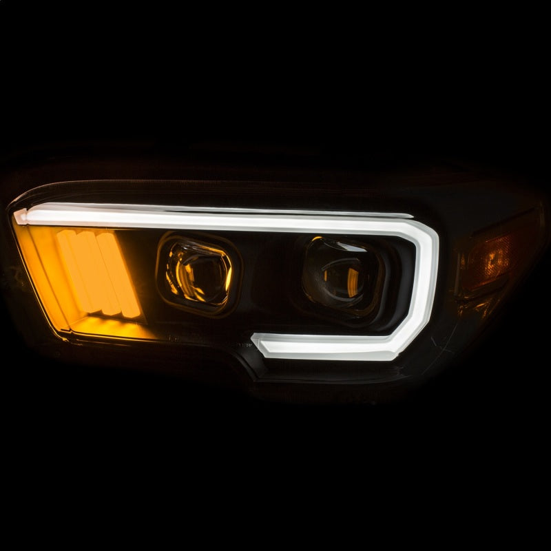 ANZO - [product_sku] - ANZO 2016-2017 Toyota Tacoma Projector Headlights w/ Plank Style Black w/ Amber - Fastmodz