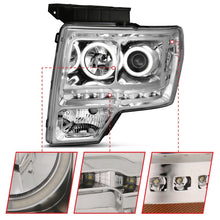 Load image into Gallery viewer, ANZO 111297 -  FITS: 2009-2014 Ford F-150 Projector Headlights w/ Halo Chrome (CCFL) G2