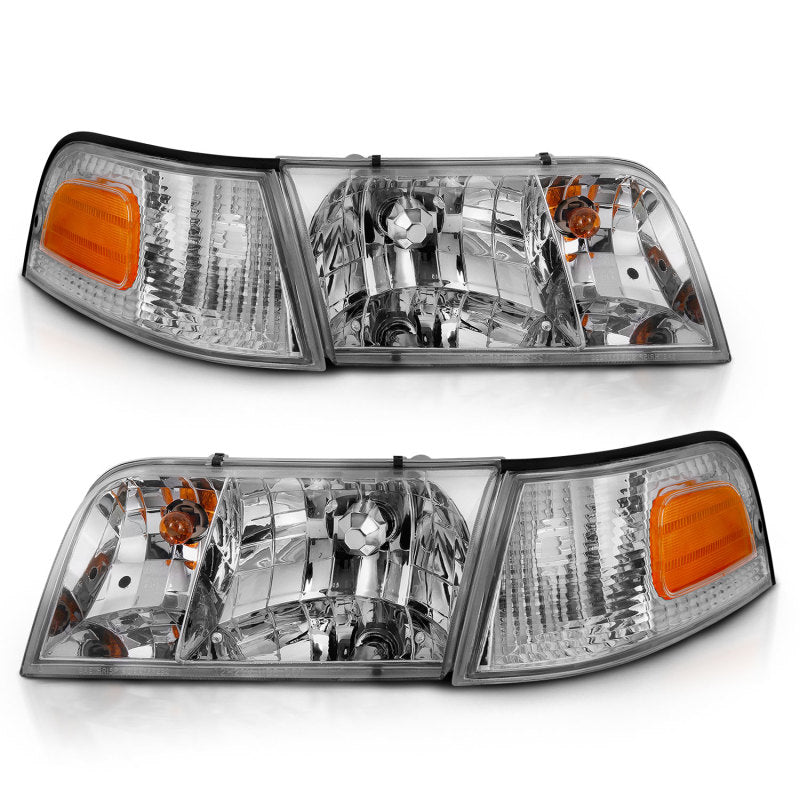 ANZO 121556 FITS 121556 - FITS: 1998-2005 Ford Crown Victoria Crystal Headlight Chrome With Bumper Light (OE)