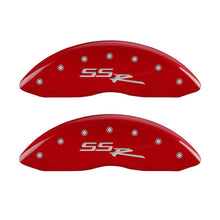 Load image into Gallery viewer, MGP 14031SSSRRD - 4 Caliper Covers Engraved Front &amp; Rear SSR Red finish silver ch