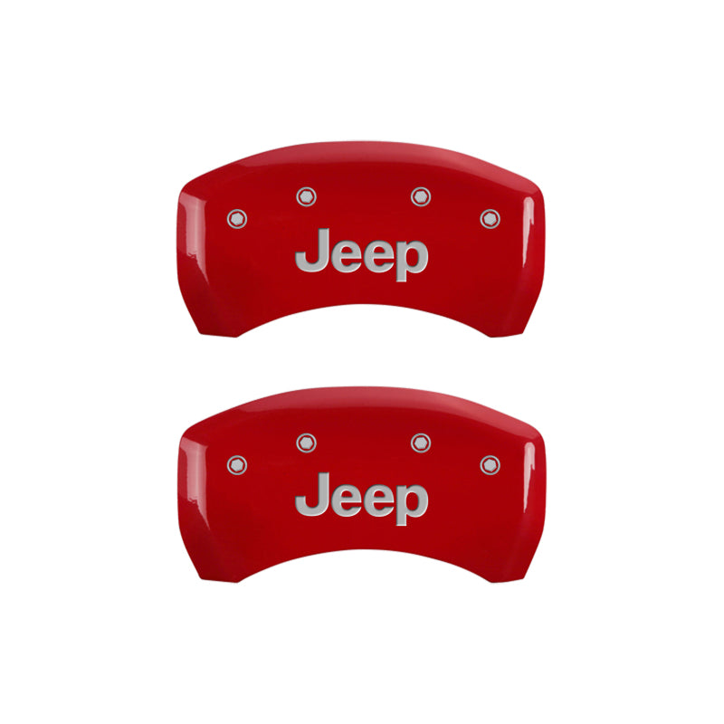 MGP 42012SJEPRD - 4 Caliper Covers Engraved Front & Rear JEEP Red finish silver ch