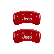 Load image into Gallery viewer, MGP 42012SJEPRD - 4 Caliper Covers Engraved Front &amp; Rear JEEP Red finish silver ch