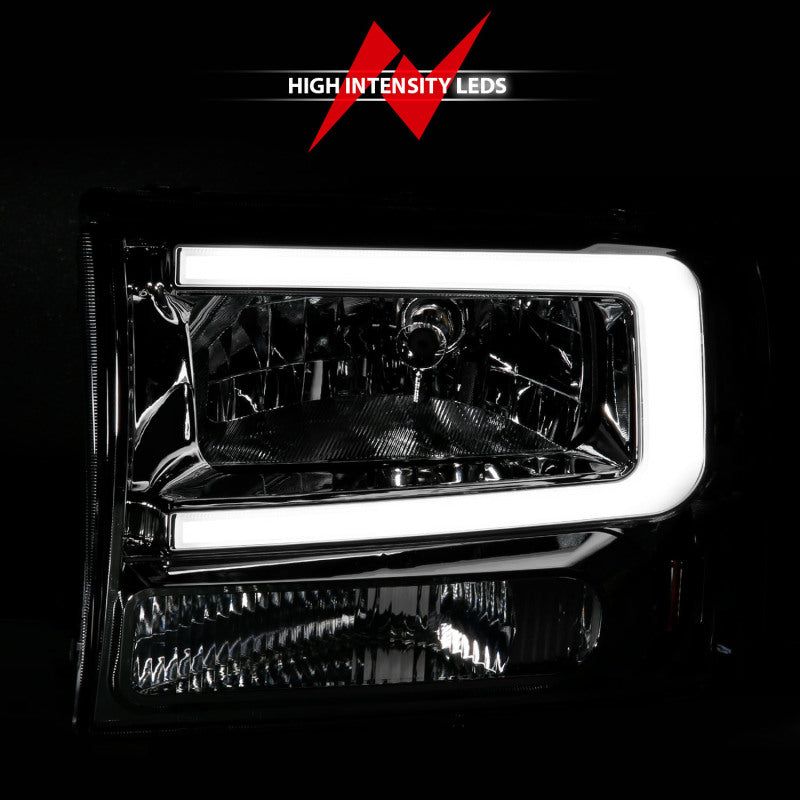 ANZO 111550 FITS 111550 FITS 99-04 Ford F250/F350/F450/Excursion (excl. 99) Crystal Headlightsw/ Light Bar Chrome Housing