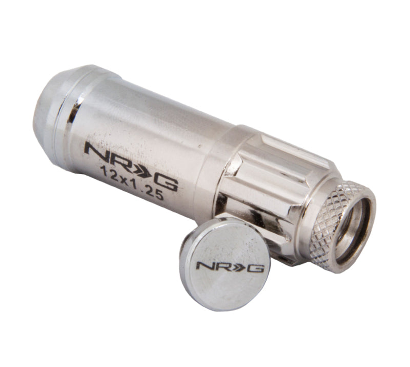 NRG 700 Series M12 X 1.25 Steel Lug Nut w/Dust Cap Cover Set 21 Pc w/Locks & Lock Socket - Silver - free shipping - Fastmodz
