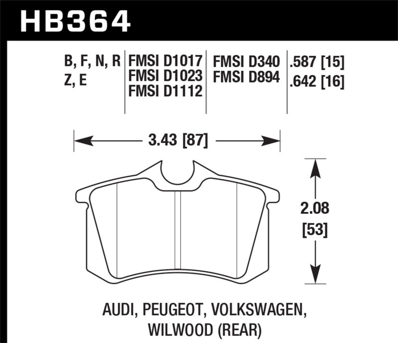 Hawk (Various) Audi / Peugeot / Volkswagen Ceramic Street Rear Brake Pads - free shipping - Fastmodz