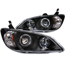ANZO - [product_sku] - ANZO 2004-2005 Honda Civic Projector Headlights w/ Halo Black - Fastmodz