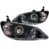 ANZO 121059 FITS: 2004-2005 Honda Civic Projector Headlights w/ Halo Black