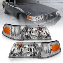 Load image into Gallery viewer, ANZO 121556 FITS 121556 - FITS: 1998-2005 Ford Crown Victoria Crystal Headlight Chrome With Bumper Light (OE)