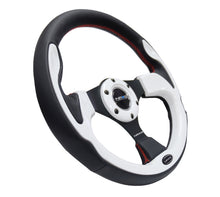 Load image into Gallery viewer, NRG Reinforced Steering Wheel (320mm) Blk w/White Trim &amp; 4mm 3-Spoke - free shipping - Fastmodz
