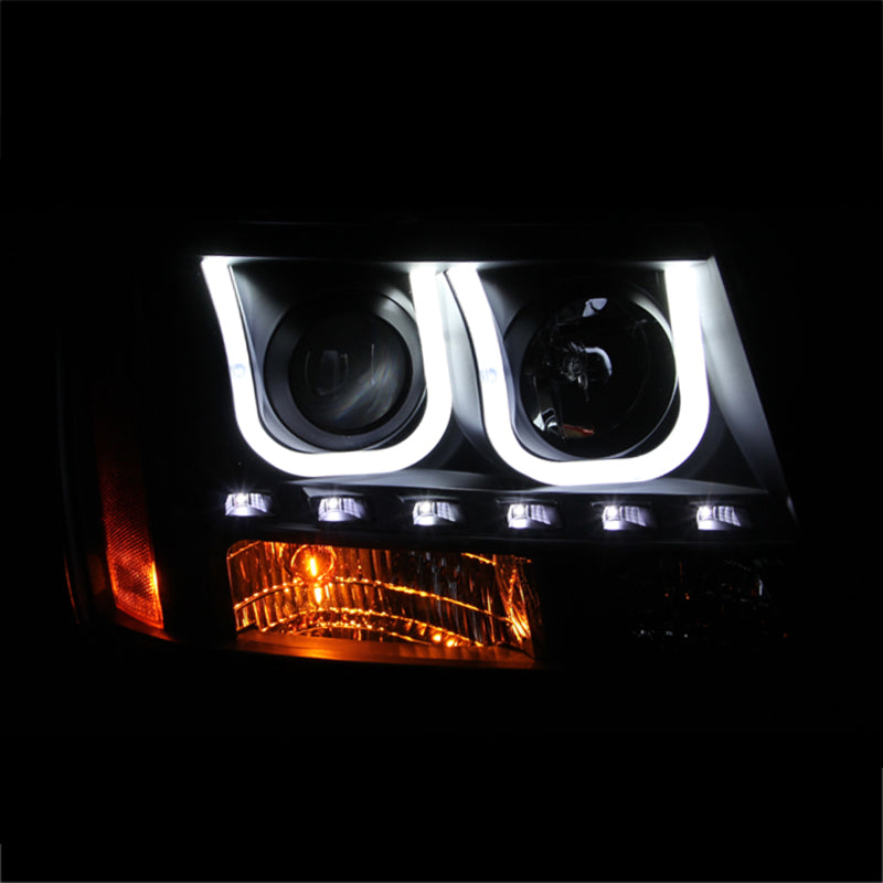 ANZO - [product_sku] - ANZO 2007-2013 Chevrolet Avalanche Projector Headlights w/ U-Bar Black - Fastmodz
