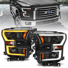 Load image into Gallery viewer, ANZO - [product_sku] - ANZO 2015-2017 Ford F-150 Projector Headlights w/ Plank Style Switchback Black w/ Amber - Fastmodz