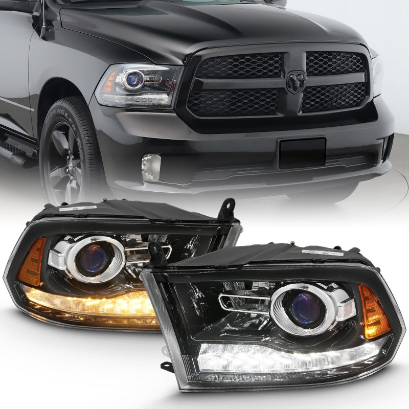 ANZO 111439 FITS: 2009-2018 Dodge Ram 1500 Projector Plank Style Switchback H.L Halo Black Amber (OE Style)