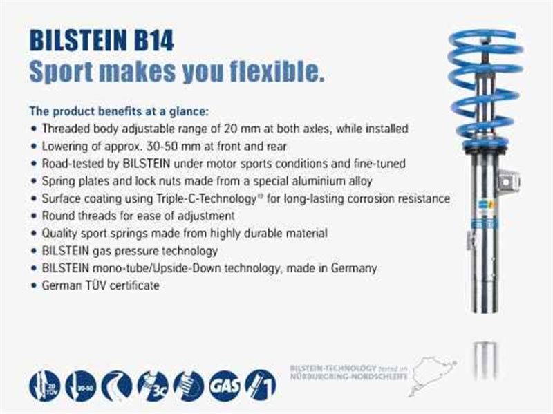 Bilstein 47-126916 - B14 2005 Mini Cooper Base Convertible Front and Rear Suspension Kit