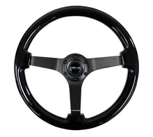 Load image into Gallery viewer, NRG RST-036BK-BK - Reinforced Steering Wheel (350mm / 3in. Deep) Black w/Black Chrome Solid 3-Spoke Center