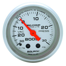 Load image into Gallery viewer, AutoMeter 4303 - Autometer Ultra-Lite 52mm 30 PSI Mechanical Boost Gauge