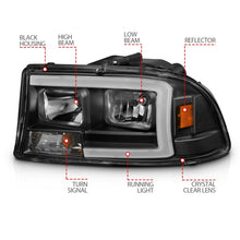 Load image into Gallery viewer, ANZO 111591 FITS 97-04 Dodge Dakota/Durango Crystal headlight Set w/ Light Bar Black Housing